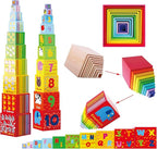 TOWO Wooden Stacking Boxes-Nesting and Sorting Cups Numbers Alphabet Animals Blocks for Toddlers-Stacking Cubes Educational Toys for 2 Years Old Montessori Materials