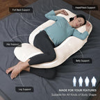 MOON PARK Pregnancy Pillows for Sleeping - U Shaped Full Body Maternity Pillow with Removable Cover - Support for Back, Legs, Belly, HIPS - 57 Inch Pregnancy Pillow for Women - Ivory
