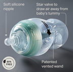 Tommee Tippee Advanced Anti-Colic 5 oz BPA Free Baby Bottles, Newborn 0+ Months, Slow Flow Breast-Like Nipple, Unique Design Keeps Air Away from Milk and Baby, Clear, Pack of 2