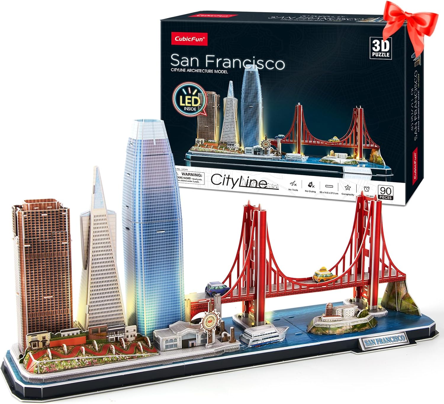 CubicFun 3D Puzzles for Kids Ages 10-14 LED San Francisco Cityline, Arts and Crafts for Kids Ages 8-12 STEM Projects for Kid Age 10-14 Gifts for 8 Year Old Toys for 10 Year Old Girls Architecture