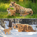 Toymany 6PCS Realistic Tigers Figurines with Tiger Cubs, 2-6" Jungle Animals Figures Family Set, Educational Toy Cake Toppers Christmas Birthday Gift for Kids Toddlers