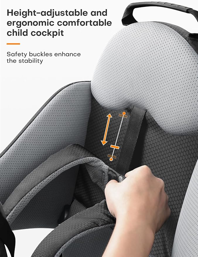 besrey Baby Backpack Carrier, Toddler Hiking Backpack with Safety 3-Height Seat, Adjustable Straps&Waist Belt, Foldable Frame Lightweight Large Capacity Child Carrier for Hiking (Black/Grey)