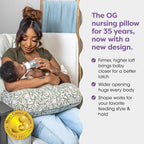 Boppy Nursing Pillow - Ergonomic Bottle & Breastfeeding Pillow, Higher, Firmer & Larger, Water-Repellent with Washable Organic Cotton Cover, Baby Safety Alliance Verified - Green Cut Out Leaves