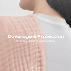 Comfy Cubs Muslin Burp Cloths 20" x 10", Pack of 10 - Large, 6-Layer, Ultra Absorbent 100% Cotton for Baby Drool and Messes - Soft, Safe & Gentle Baby Burp Cloths for Boys & Girls - Blush