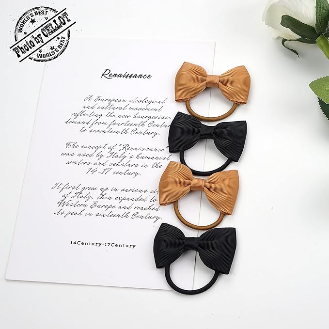 CÉLLOT Toddler Hair Accessories - 40pcs 2.75" Elastics Rubber Ribbon Bands, Bows for Baby Girls, Kids & Children