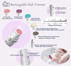 Royal Angels Rechargeable Baby Nail Clippers 20 in 1, Safe Electric Nail Trimmer, Baby Nail Kit, Additional Replacements, Newborn Toddler Toes and Fingernails, Trim and Polish (Rechargeable, Snow)