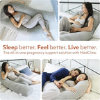 MedCline Pregnancy Pillow, Full Body Maternity Pillow For Side Sleeping, Comfortable Support for Bump, Back, Hip & Knees, Memory Foam Filling & Removable Cover, Pregnancy Essentials for Expecting Moms