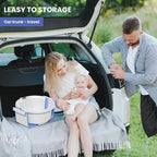 Collapsible Baby Bathtub, Baby Tubs for Newborns with Soft Cushion & Thermometer & Toy Organizer Mesh Bag, Infant Bathtub to Toddler 0-36 Months, Portable Travel Newborn Baby Bathtubs (Blue)