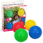 Edushape Sensory Balls for Baby - 4” Solid Color Baby Balls That Help Enhance Gross Motor Skills for Kids Aged 6 Months and Up - Pack of 4 Vibrant Colorful and Unique Textured Balls for Baby