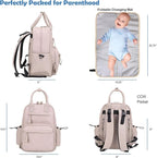 JESSIE & JAMES Saturday EDC Diaper Bag Backpack Multi Function Diaper Bag with Changing Pad & Stroller Straps_Light Stone