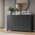 7-Drawer Dresser, Modern Wooden Storage Chest of Drawers, Dresser TV Stand, Wood Drawer Organizer with Metal Handles for Bedroom, Living Room, Hallway