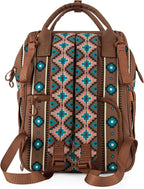 Wrangler Aztec Backpack Organized Daypack Travel Baby Bag with Stroller Strap and Side Bottle Pockets