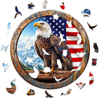 KAAYEE Wooden Puzzles for Adults, 3D Vision Effect Bald Eagle Wooden Jigsaw Puzzle Unique Shape Wood Puzzle Adult, 3D Effect Flat Puzzle Birthday Gifts Family Game (XL-17.3 * 17.3 in-450pcs)