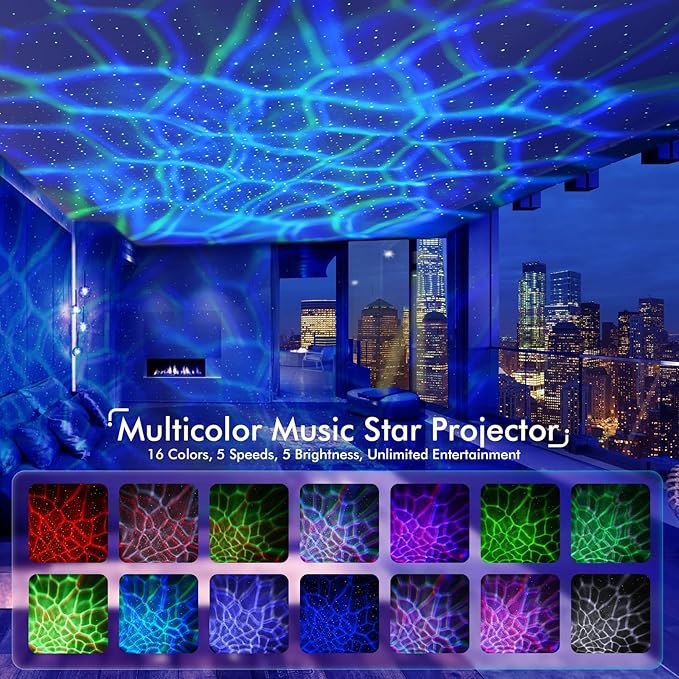 Rossetta Galaxy Projector, Star Projector Light for Bedroom, Bluetooth Speaker and 8 White Noise, Night Light Projector for Kids Adults Game Room, Home Theater, Ceiling, Christmas, Room Decor