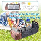 Jeryswet Baby Diaper Bags with Changing Station, Waterproof Large Capacity Diaper Bag Backpack for Moms Dads with USB Charging Port and Stroller Straps, Baby Shower Gifts, Pink-Grey