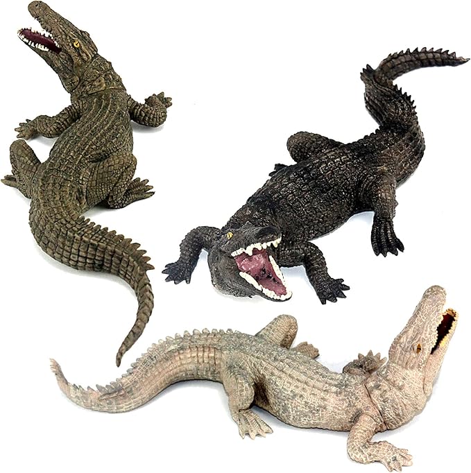 FUNSHOWCASE African Jungle Animals Black Nile Crocodile Toy Figure Realistic Plastic Figurine Height 2.5-inch