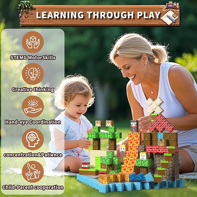 Magnetic Blocks, Magnetic Building Blocks, 3D Construction Build Toys, STEM Sensory Magnet Cubes (Multicolor-200PCS)