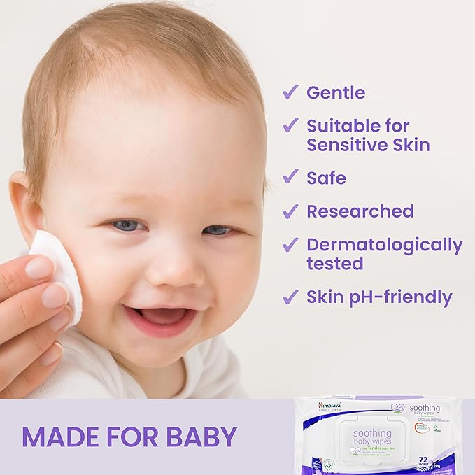 Himalaya Soothing Baby Calming Wipes for Soft, Clean, and Sensitive Skin, 72 wipes, 6 pack