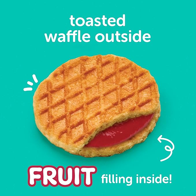 Beech-Nut Toddler Snacks Jammin' Waffles with Fruit Filling for Babies & Toddlers, Pear Raspberry, 10 Boxes (50 Individually Wrapped Packs)
