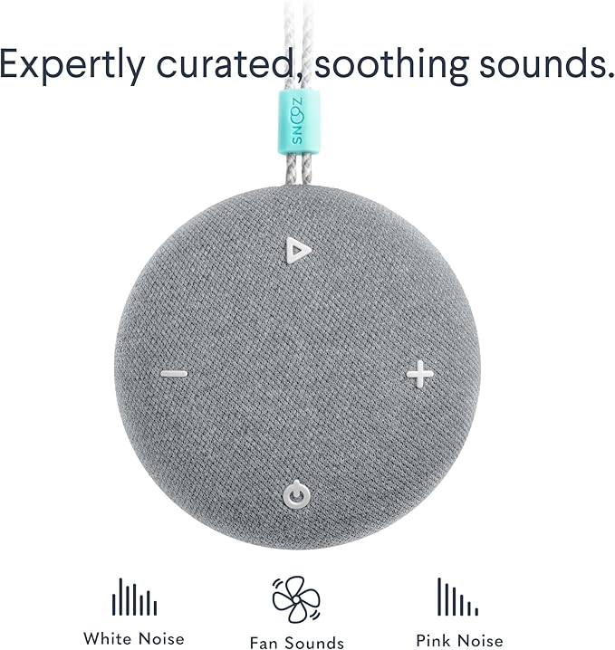 SNOOZ Go - Portable Travel Sound Machine, 6 Sounds, Fan, Pink & White Noise, Rechargeable Bluetooth Speaker, Sleep Aid for Adults, Kids, Office Privacy, Sleeping Essential for Gift Registry - Charcoal