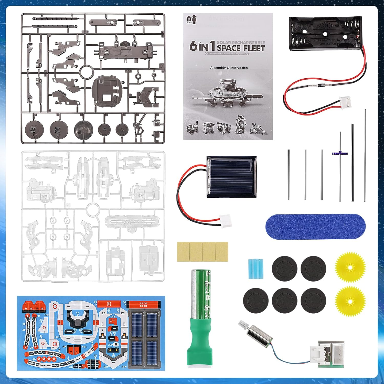 STEM Projects for Kids Ages 8-12 Solar Robot Kit 6-in-1 Space Toys for 10-Year-Old Boy Girl Gift Building Toys Science Kits Christmas Birthday Gifts for 8 9 10 11 12 Year Old, White