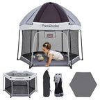 Pamo Babe Baby Playpen with Sun Protection Canopy - Indoor & Outdoor Play Yard for Babies and Toddlers - Baby Tent with Zipper Door