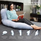 MOON PARK Pregnancy Pillows for Sleeping - Non Compressed Packaging, U Shaped Full Body Maternity Pillow with Removable Cover - Support for Back, Legs, Belly, HIPS - 57 Inch - Grey