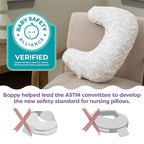 Boppy Nursing Pillow - Ergonomic Bottle & Breastfeeding Pillow with High, Firm, Large Area, Water-Repellent Cushion with Washable Cover; Baby Safety Alliance Verified - Gray Gentle Leaves