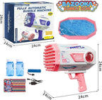 BOMOCO Bubble Gun,125 Holes Bubble Machine Bubbles for Kids Age 3-12,Bubble Blaster Gun with Bubble Solution Summer Outdoor Bubble Toys Birthday Wedding Halloween Party Favors Gifts Bubble Maker,Pink