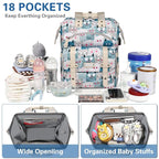 Jiefeike Diaper Bag Backpack,Baby Bags for Mom Dad Girls Boys,15.6inch Cat Dog Travel Baby Diaper Bags with Insulated Pockets,USB Charging Port,RFID Anti-Theft Water-Resistant Pocket