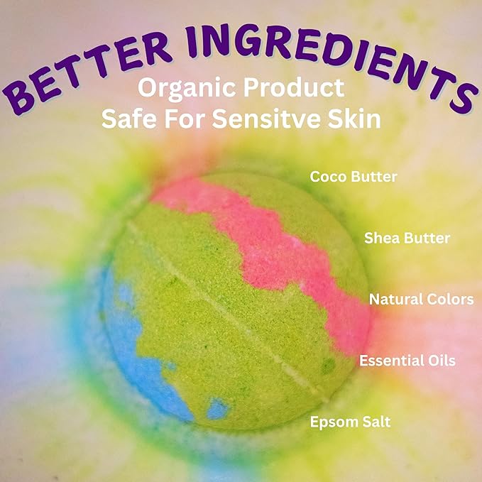 EvolutionUSA 1pc Epic Superhero Bath Bombs for Kids, Super Hero Bath Bomb with Toy Inside, Lush Children Bathbomb, Organic Bathbomb with Surprise Inside, Fizzy Fun Superhero Bath Ball Bath Toy