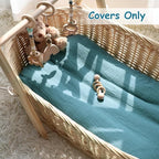 Hooyax Baby Lounger Cover 2 Pack - 100% Muslin Cotton Newborn Lounger Pillow Covers Only, Soft Breathable Infant Lounger Cover with Reinforced Stitching, Fits Most Standard Baby Loungers (Blue Ginger)