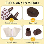 Clothes for 6.7in/17cm Doll, Set of 4 Cute Doll Accessories Includes Doll Hat+T-Shirt+Bib Pants+Shoes Set Premium Fashion Outfit for Collectors Unique Gift (Style D)