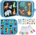 Erasable Doodle Set for Kids - Magic Drawing Book With 12 Watercolor Pens, 14 Page Reusable Book, Road Trip Car Game Writing Painting Set for Boys and Girls