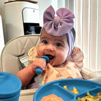 TalkTools ITSY Tiny Silicone Spoons – Twin Pack Soft Silicone Self-Feeding Training Spoons for Kids & Toddlers, Anti-Choking Flange Guard and Non-Slip Handle (Ocean)