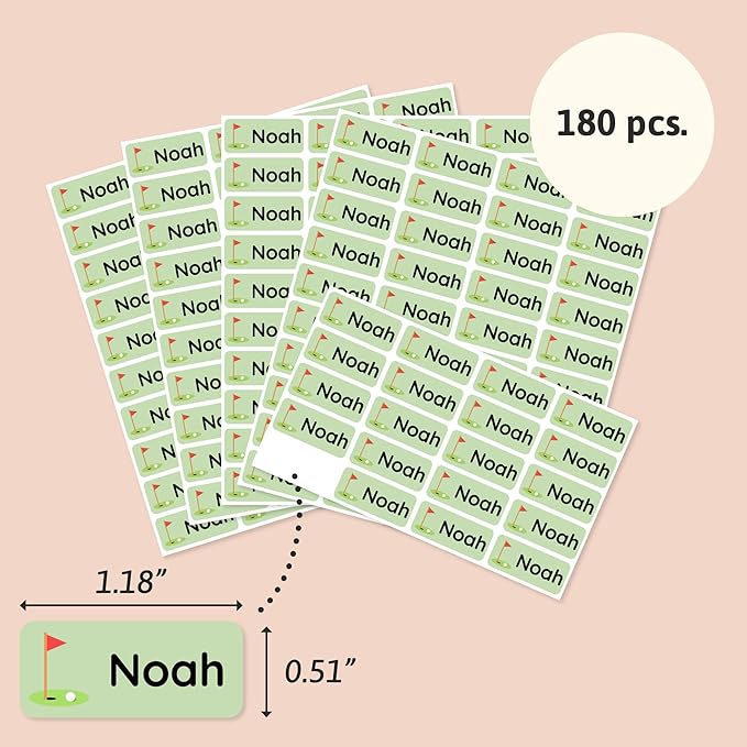 Personalized Name Labels for Kids (180) – Custom Waterproof & Durable Stickers for Clothing, Daycare, Office & School Supplies - Sports