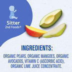 Gerber Stage 2 Baby Food, Organic Pear Mango Avocado, Baby Food Pouches, Puree, 12PK
