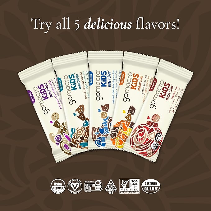 GoMacro Kids MacroBar Organic Vegan Snack Bars - Double Chocolate Brownie (0.90 Ounce Bars, 7 Count)