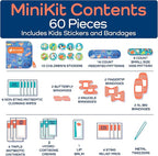 KeepGoing Small Travel First Aid Kit Kids – 60 Pc. Mini First Aid Kit for Purse, Diaper Bag, & Backpack with Latex-Free Bandages – 4 Oz., & 4.5 x 3.5 x 2 in, TSA-Approved