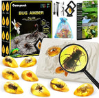 Bigger Amber Dig Kit - 8 Different Artificial Insect Resin,Excavate Unique Insect Specimens,Bugs Toys Educational Science Kits Toys for Kids,STEM Projects Gift for Girls & Boys Age 6-8-12-14 Year Old
