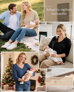 3 Pack Women's Oversize Nursing Shirts for Breastfeeding with Hidden Zippers Loose Fit Long Sleeve Maternity Tops