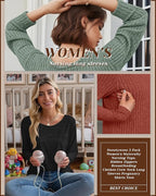 3 Pack Women's Nursing Long Sleeve Tops Breastfeeding Thermal Sweaters with Hidden Zipper Maternity Ribbed Shirts