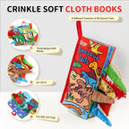 Jollybaby Baby Books 0-6 Months, Touch and Feel Crinkle Soft Cloth Books for Infants Babies, Toddler Early Educational Interactive Stroller Sensory Toys, Baby Girl & Boy Gift(Dinosaur Tails)