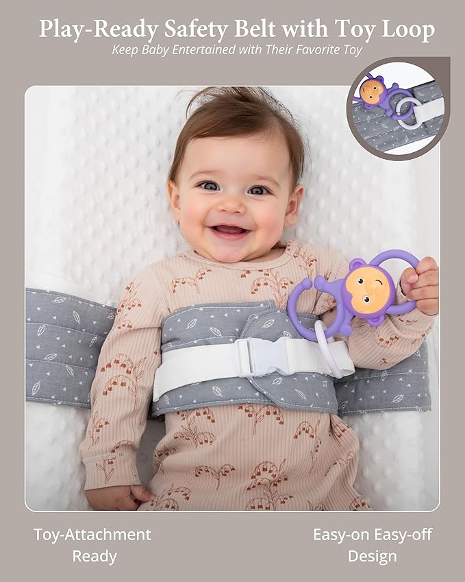 Changing Pad Strap – Soft, Adjustable & Secure Anti-Escape for Infants 0-24 Months. Universal Fit for Changing Pads & Changing Tables, Easy-Clean Fabric. Comfortable & Portable (Grey)