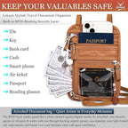 Neck Wallet - Rfid Wallet Women - passport holder for travel - Travel Wallet Passport Holder For Travel Women - 10.3x6.8inch (Yellowish Brown)