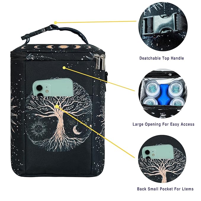 Breastmilk Cooler Bag with Ice Pack Fits 4 Baby Bottles Up to 9 Ounce Insulated Baby Bottle Bag Breast Milk Cooler on The Go with Strap Baby Bottle Cooler Bag for Nursing Mom Daycare or Travel