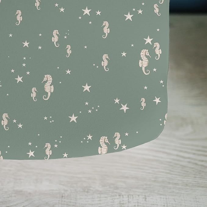 Crib Sheets Neutral - Fitted Baby Crib Sheets Bed for Girl Boy - 2 Pack Standard & Toddler Mattress (Ocean Odyssey) - Buttery Soft Organic Cotton Blend