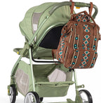 Wrangler Aztec Backpack Organized Daypack Travel Baby Bag with Stroller Strap and Side Bottle Pockets