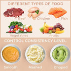 Baby Food Maker Chopper Grinder - Mills and Steamer 8 in 1 Processor for Toddlers - Steam, Blend, Chop, Disinfect, Clean, 20 Oz Tritan Stirring Cup, Touch Control Panel, Auto Shut-Off, 110V Only