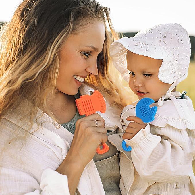 TYRY.HU Baby Teething Toys for Babies, Baby Teether Toys, BPA Free Silicone Baby Molar Teether Chew Toys, Hammer Wrench Spanner Pliers for Boys Girls, Soft-Textured, Easy to Hold & Clean, 4 Packs